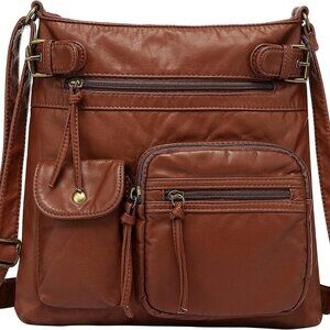 Crossbody Bags for Women Purses and Handbags Multi Pocket Shoulder Bag Faux Leat